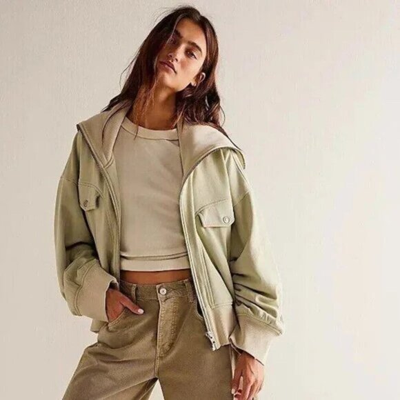 Free People Addison Zip Up Sweatshirt Jacket - NWOT - Picture 1 of 7